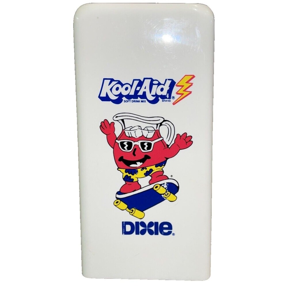 Kool-Aid  VTG White Pop Up Dixie Cup Dispenser Mascot Man Skateboarding 7x3.5